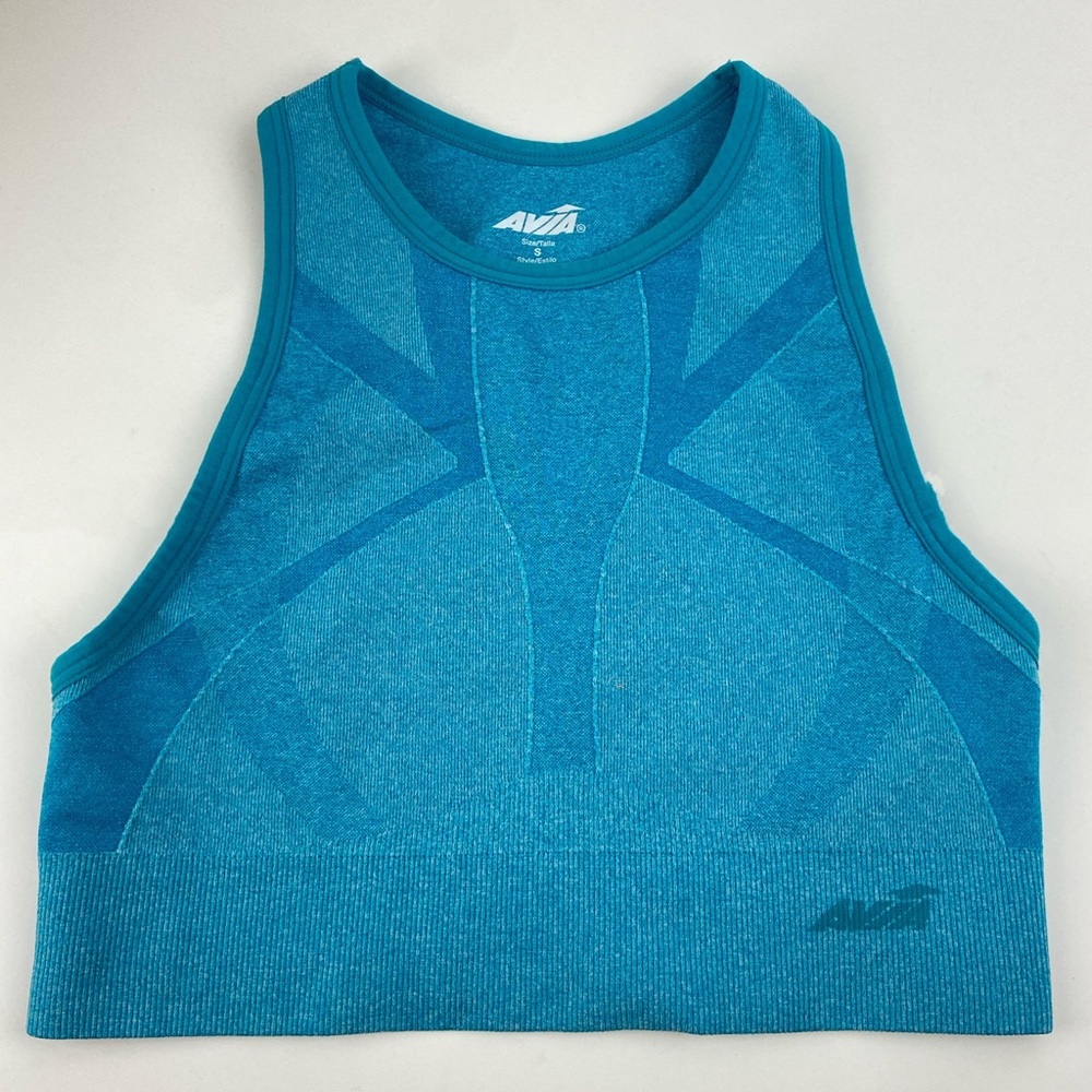 blue patterned sports bra top